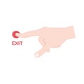 Hand press red button Exit. Art design stock vector illustration Royalty Free Stock Photo